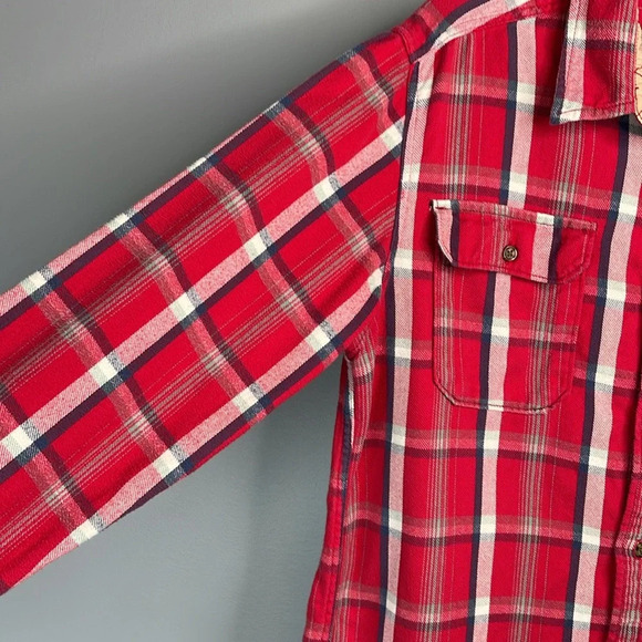 BURTON Mens DryRide Plaid Flannel Shirt Red White Blue Cotton Chest Pockets L - Picture 6 of 13